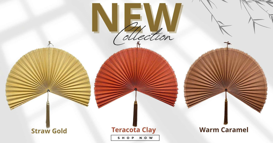 Bamboo Fan Wall Art Collection 2026 – Terracotta Clay, Warm Caramel
