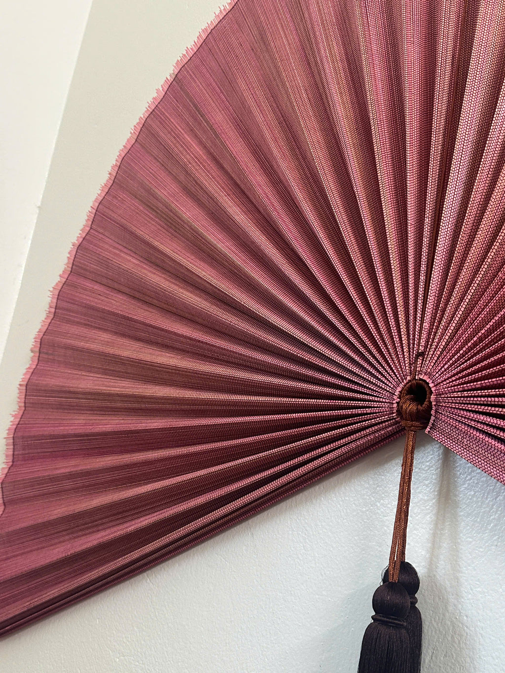 Large Bamboo Wall Fan – Dusty Rose Headboard Decor, Boho Japandi