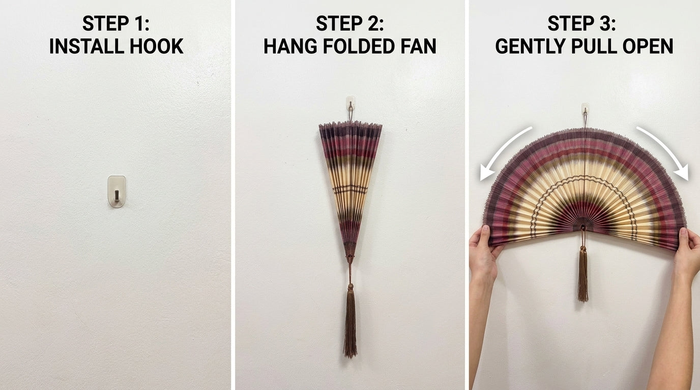 Bamboo Wall Fan Decor Brown – Large Boho Wall Hanging