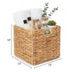 Water Hyacinth Storage Basket | Handwoven Wicker Organizer for Shelves, Laundry & Closet Storage
