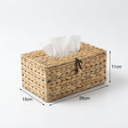 Woven Rattan Tissue Box Cover | Handmade Boho Home Decor Basket