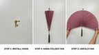 Dusty Rose Boho Wall Fan, Large Fan Headboard Decor, Bedroom Gift for Her