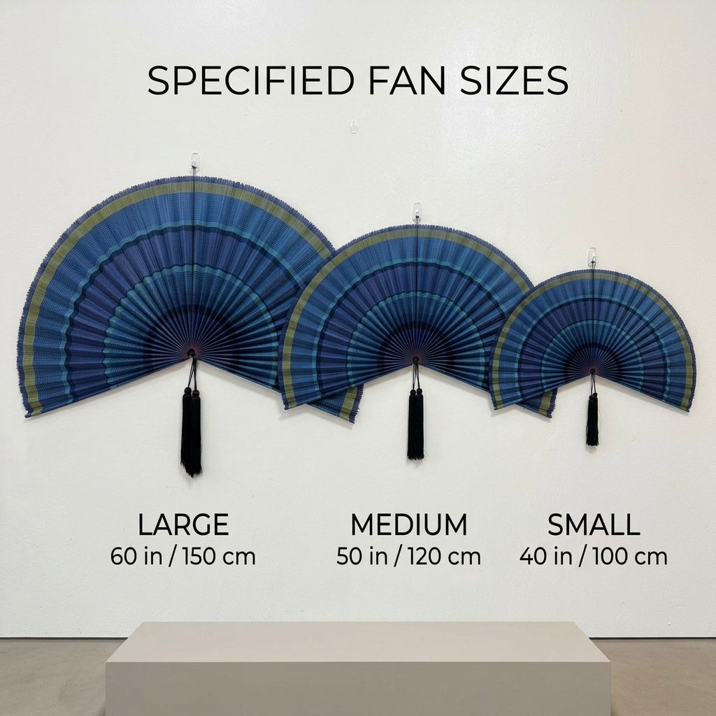 Ocean Blue Bamboo Wall Fan - Large Boho Wall Art