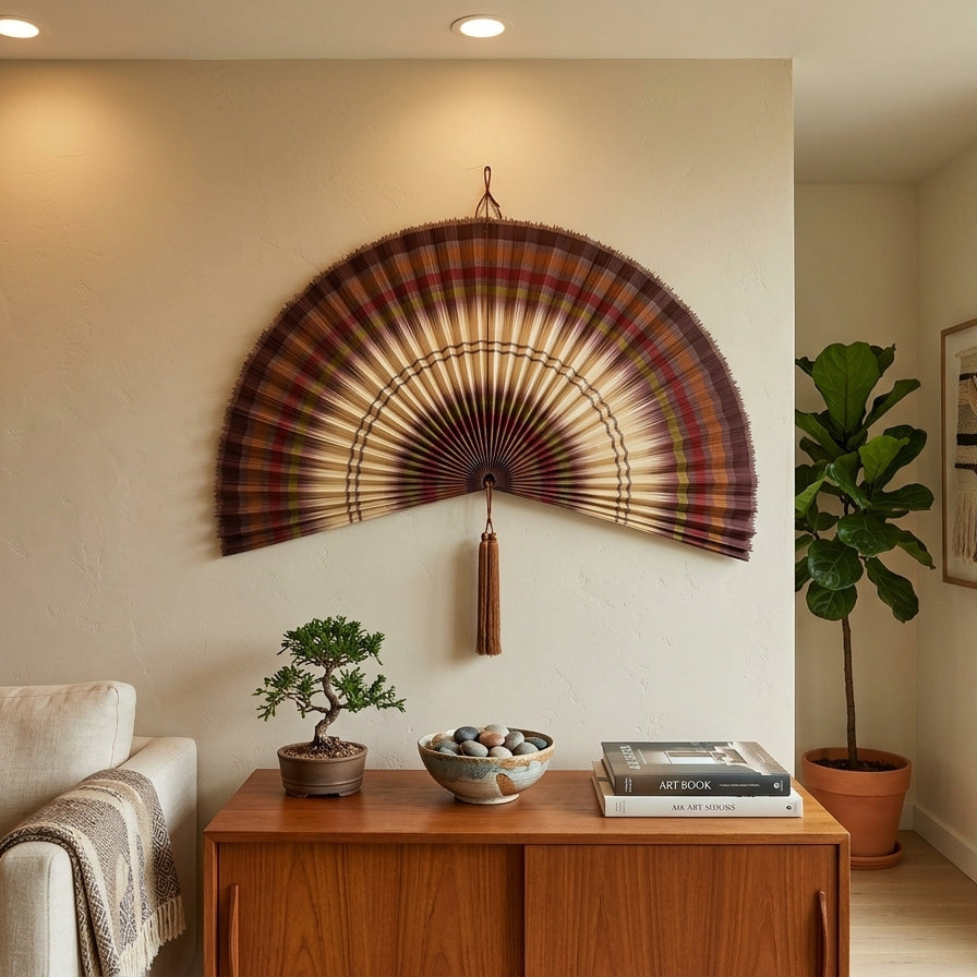 Bamboo Wall Fan Decor Brown – Large Boho Wall Hanging