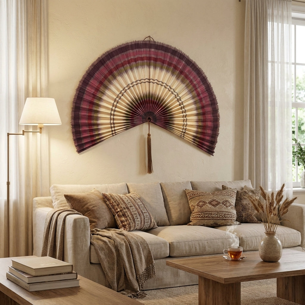 Bamboo Wall Fan Decor Brown – Large Boho Wall Hanging
