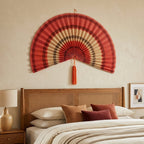 Terracotta Bamboo Wall Fan Decor | Large Boho Wall Art for Bedroom & Living Room
