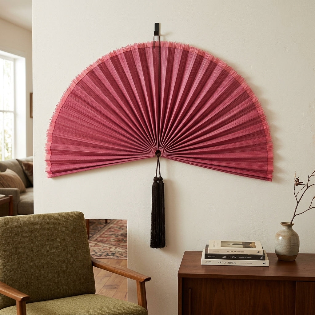 Oversized Bamboo Wall Fan Decor for Bedroom & Headboard