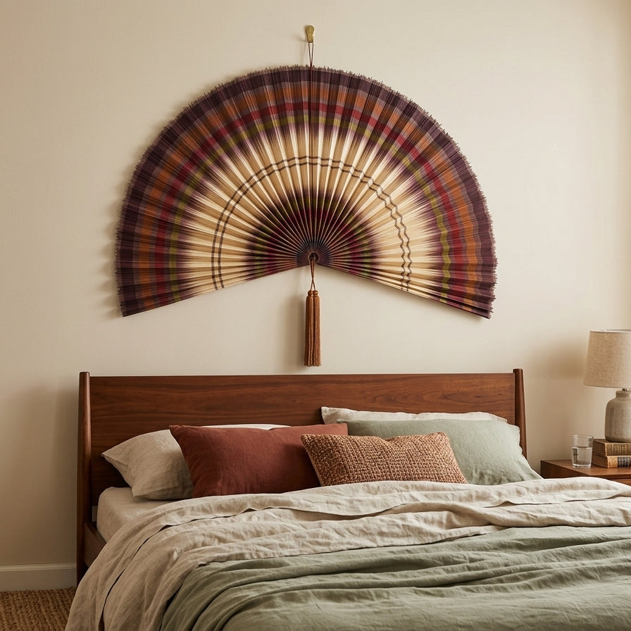 Bamboo Wall Fan Decor Brown – Large Boho Wall Hanging