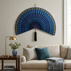 Ocean Blue Bamboo Wall Fan - Large Boho Wall Art