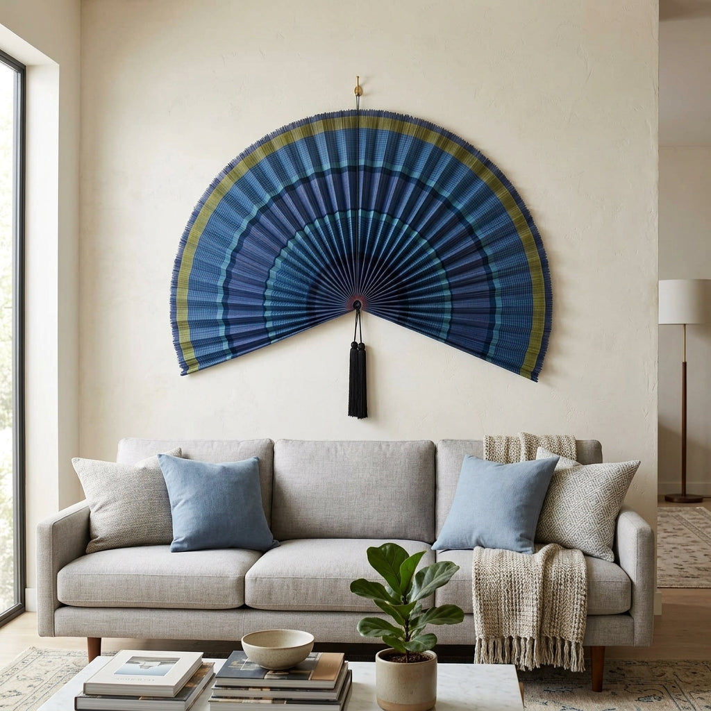 Oversized Bamboo Wall Fan Decor for Bedroom & Headboard