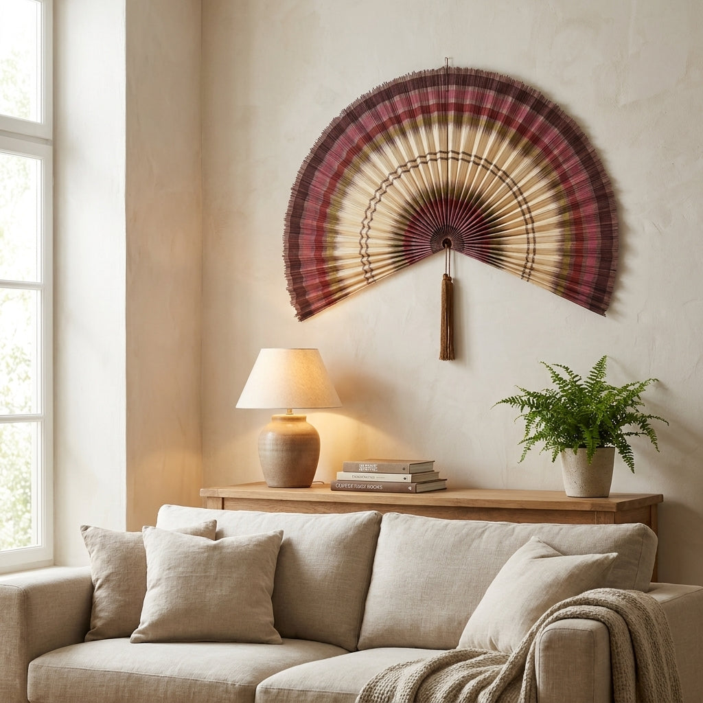 Bamboo Wall Fan Decor Brown – Large Boho Wall Hanging