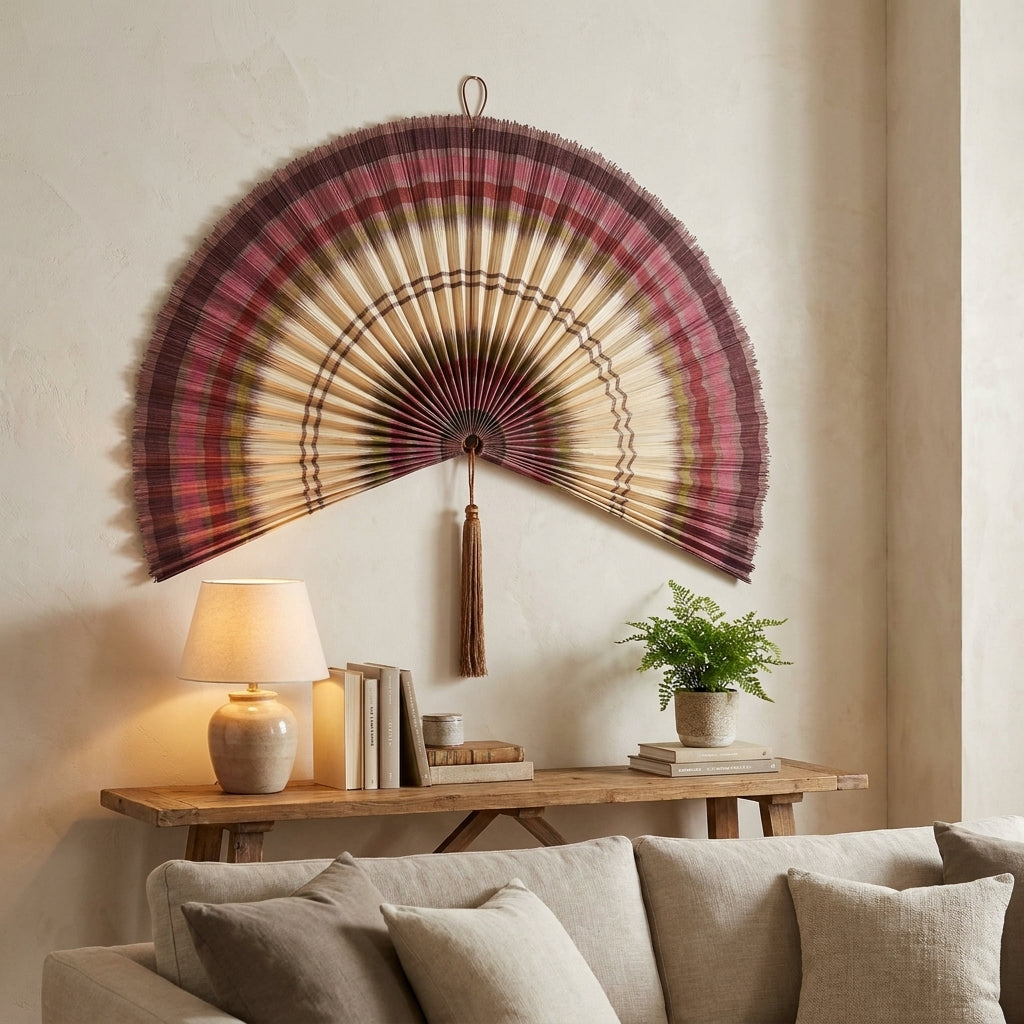 Bamboo Wall Fan Decor Brown – Large Boho Wall Hanging