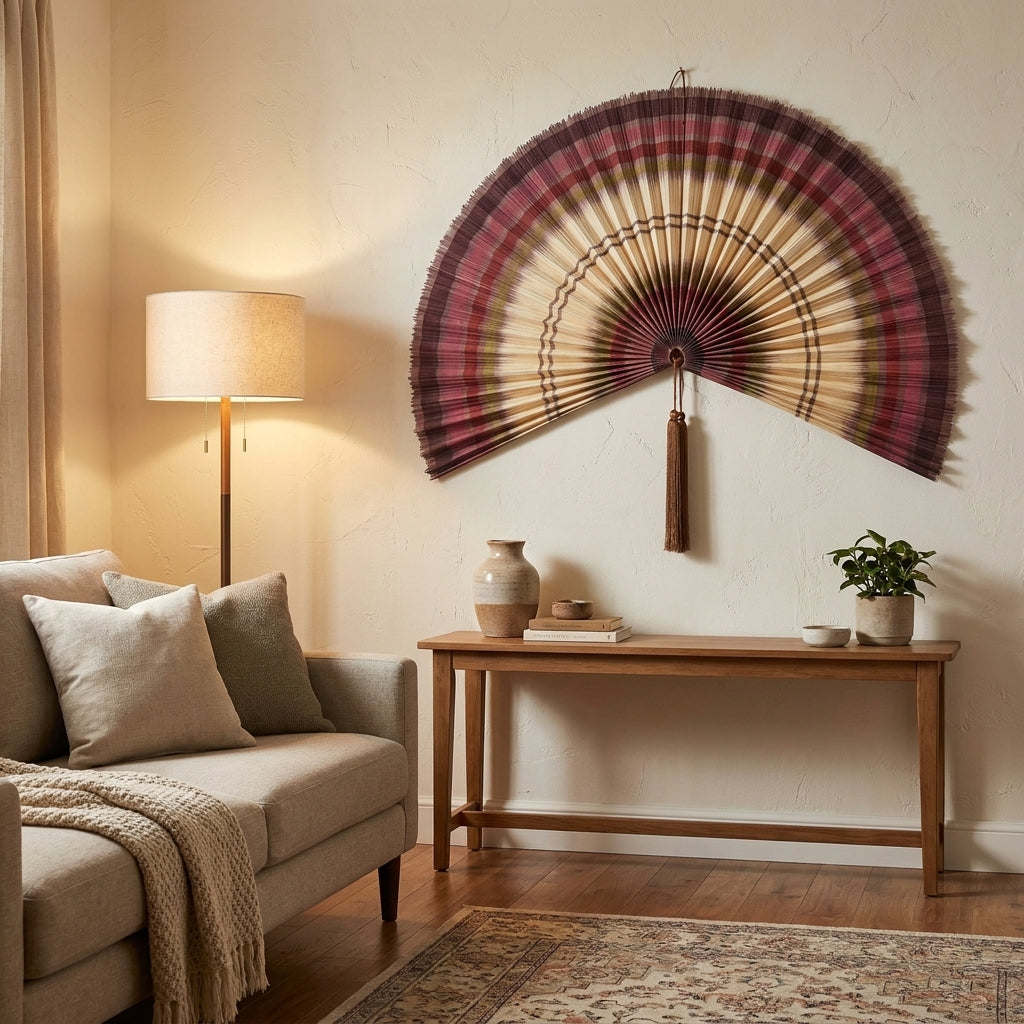 Bamboo Wall Fan Decor Brown – Large Boho Wall Hanging