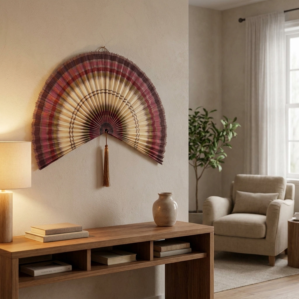 Bamboo Wall Fan Decor Brown – Large Boho Wall Hanging