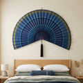 Ocean Blue Bamboo Wall Fan - Large Boho Wall Art