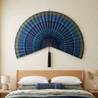 Ocean Blue Bamboo Wall Fan - Large Boho Wall Art