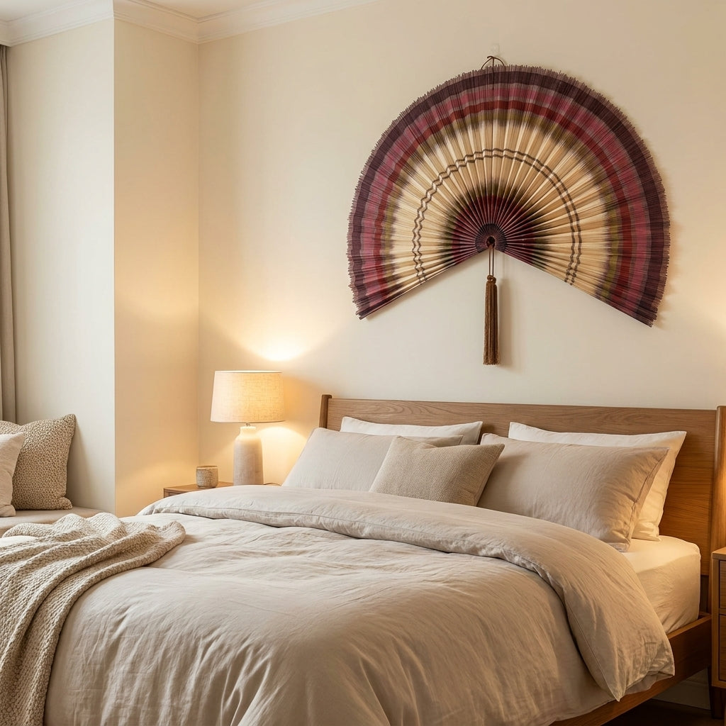 Bamboo Wall Fan Decor Brown – Large Boho Wall Hanging