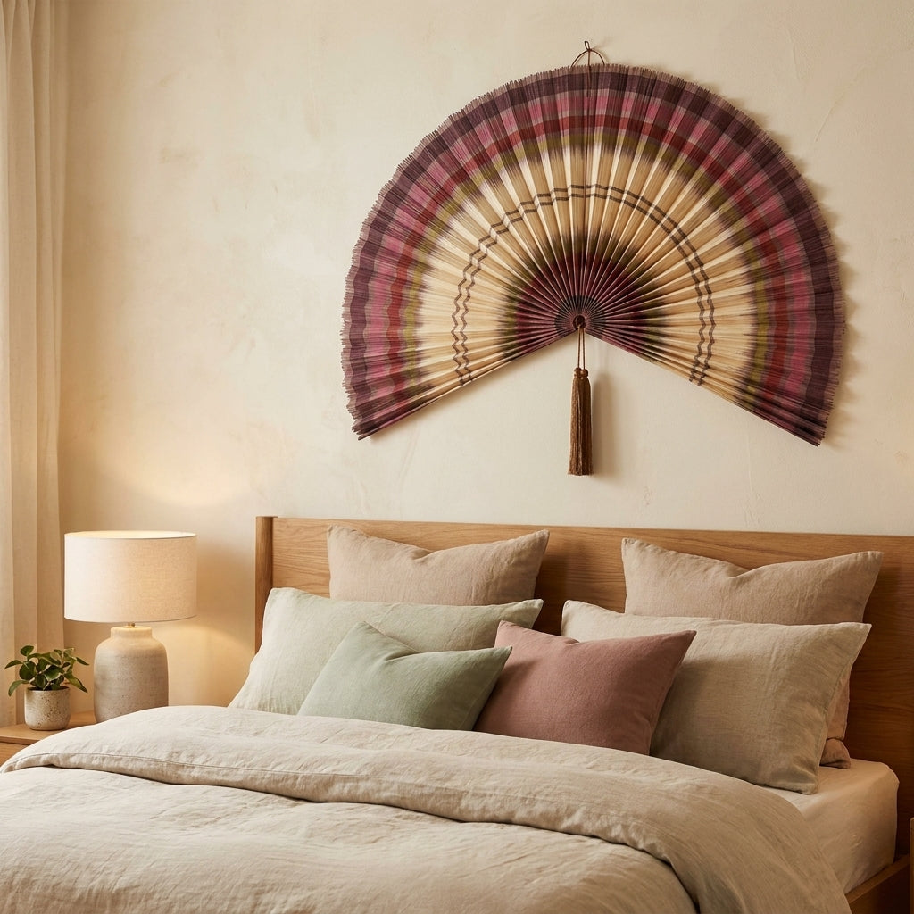 Bamboo Wall Fan Decor Brown – Large Boho Wall Hanging