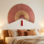 Dusty Rose Boho Wall Fan, Large Fan Headboard Decor, Bedroom Gift for Her