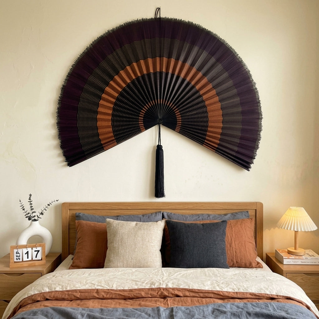 Large Bamboo Wall Fan Decor | Boho Wall Hanging for Bedroom & Living Room