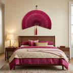 Handcrafted Bamboo Wall Fan Decor | Large Boho Woven Wall Art