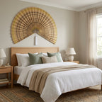 Dusty Rose Boho Wall Fan, Large Fan Headboard Decor, Bedroom Gift for Her