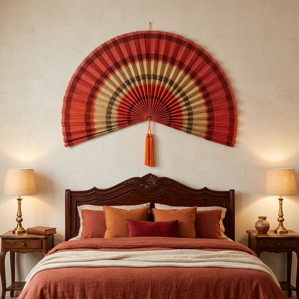 Oversized Bamboo Wall Fan Decor for Bedroom & Headboard