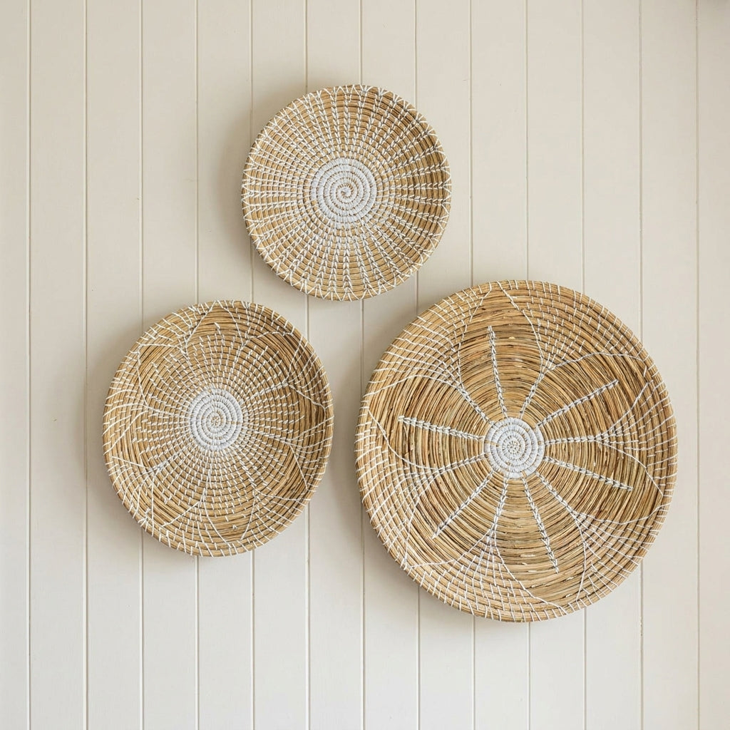 Basket Wall Decor Set of 3 | Large Boho Wall Decor for Bedroom, Living Room & Entryway