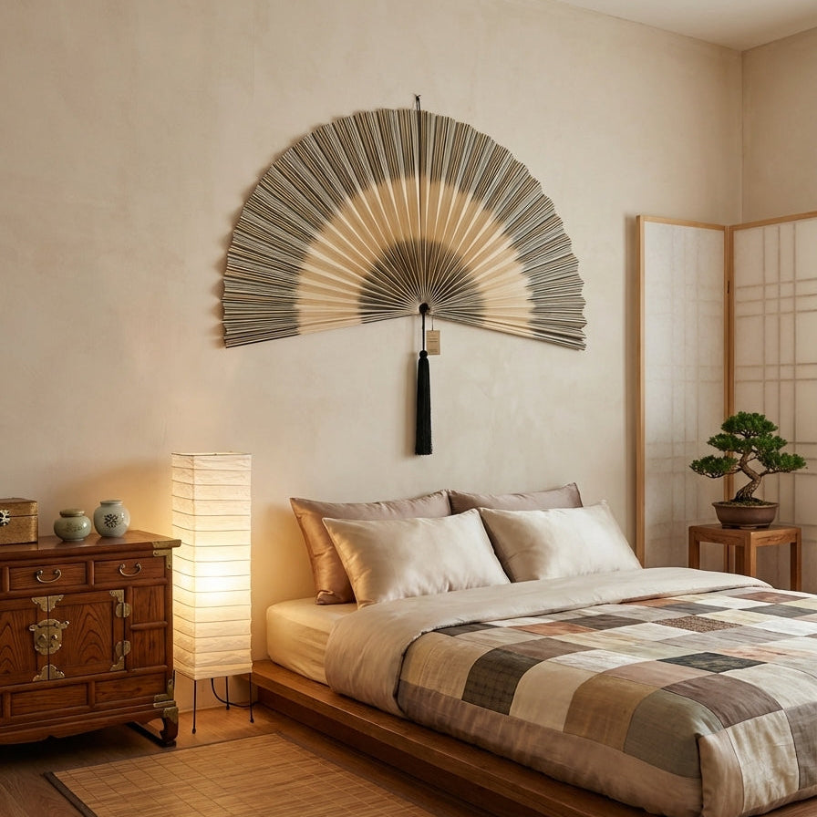 Bamboo Wall Fan Decor | Boho Wall Art | Handwoven Wall Hanging
