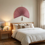 Dusty Rose Boho Wall Fan, Large Fan Headboard Decor, Bedroom Gift for Her