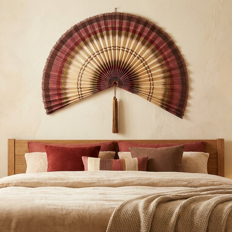Bamboo Wall Fan Decor Brown – Large Boho Wall Hanging