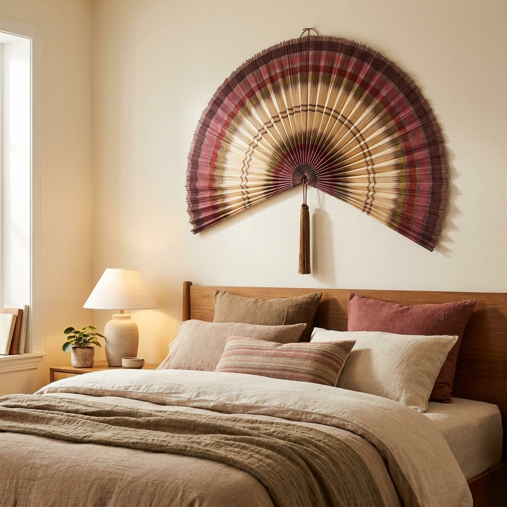 Bamboo Wall Fan Decor Brown – Large Boho Wall Hanging