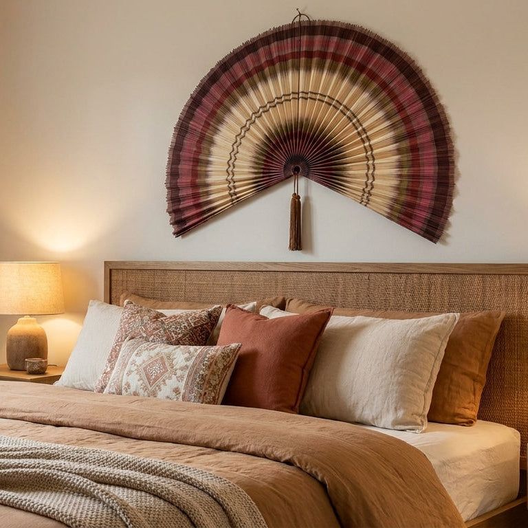 Bamboo Wall Fan Decor Brown – Large Boho Wall Hanging