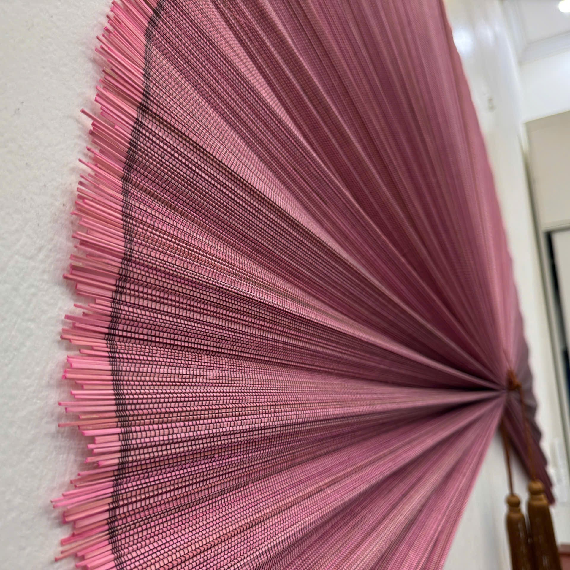 Dusty Rose Boho Wall Fan, Large Fan Headboard Decor, Bedroom Gift for Her