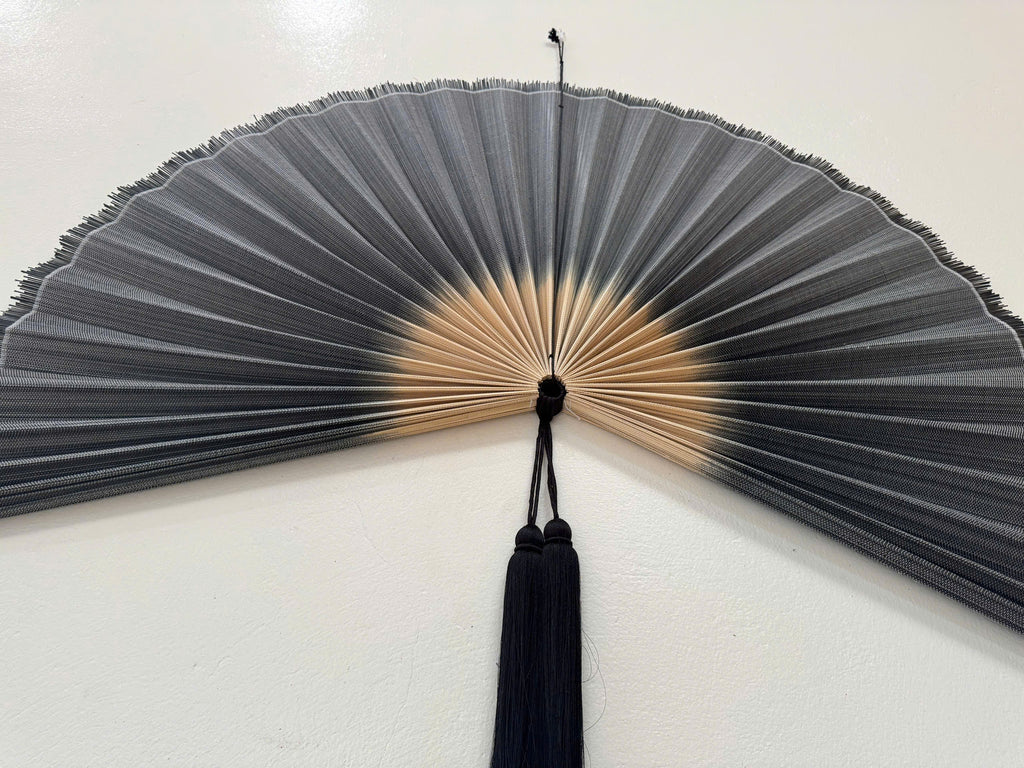 Black Bamboo Wall Fan Decor | Oversized Boho Statement Wall Hanging