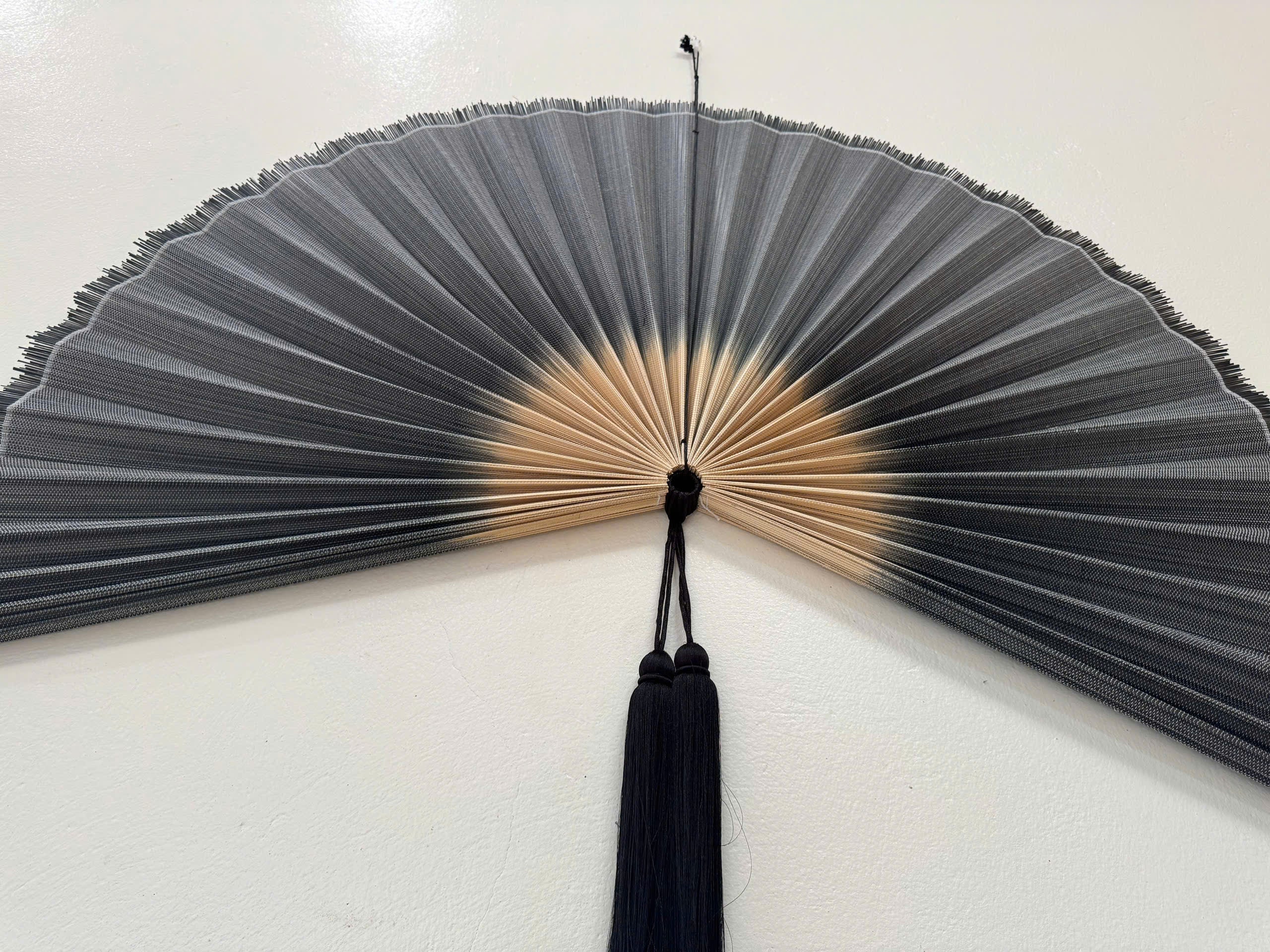 Black Bamboo Wall Fan Decor | Oversized Boho Statement Wall Hanging