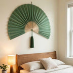 Artisan Green Bamboo Wall Fan – Large Boho Statement Art