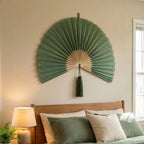 Artisan Green Bamboo Wall Fan – Large Boho Statement Art