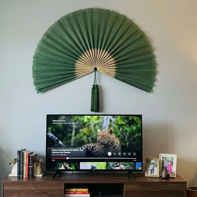 Artisan Green Bamboo Wall Fan – Large Boho Statement Art