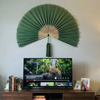 Artisan Green Bamboo Wall Fan – Large Boho Statement Art