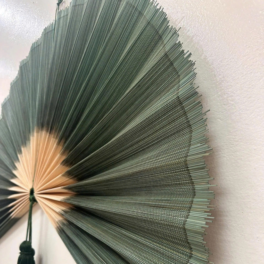 Artisan Green Bamboo Wall Fan – Large Boho Statement Art