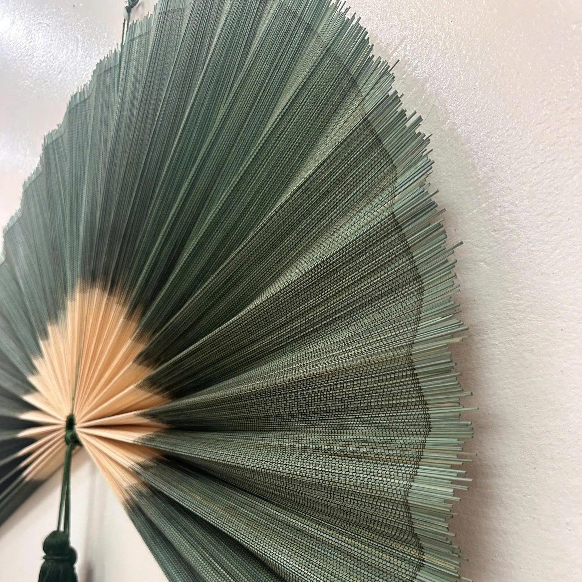 Artisan Green Bamboo Wall Fan – Large Boho Statement Art