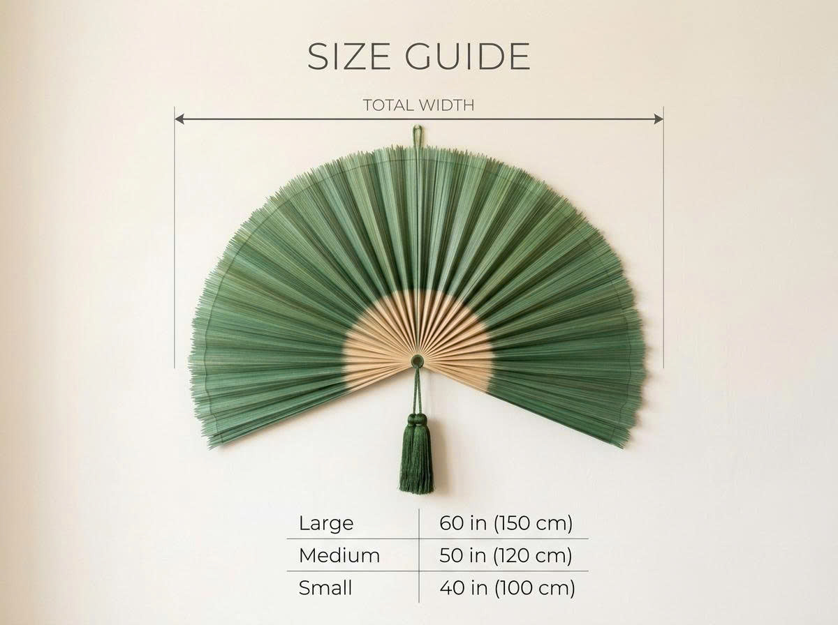 Artisan Green Bamboo Wall Fan – Large Boho Statement Art