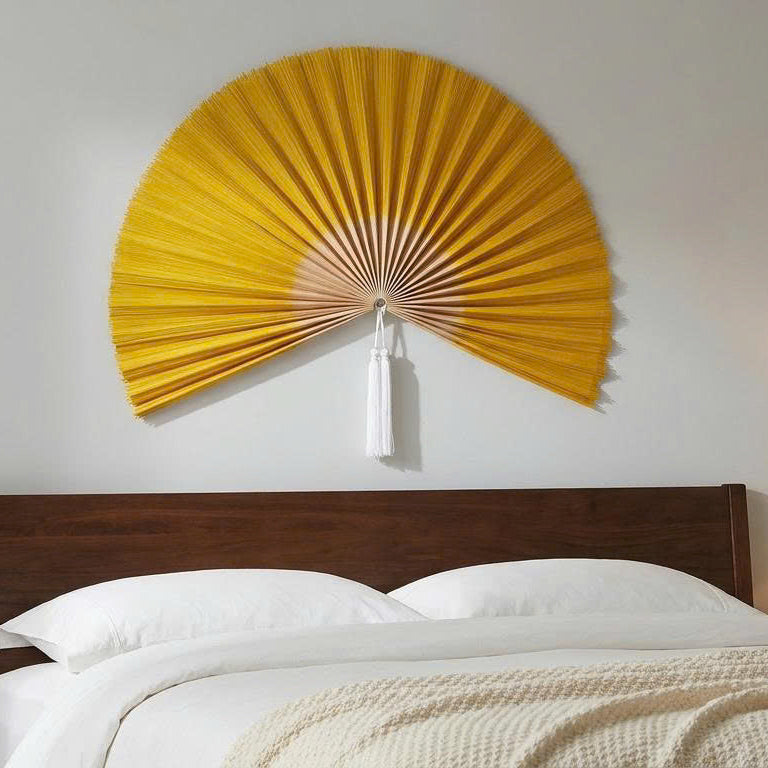 Large Bamboo Wall Fan Decor – Boho Wall Art for Bedroom & Living Room
