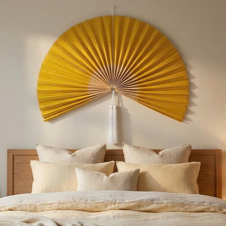 Large Bamboo Wall Fan Decor – Boho Wall Art for Bedroom & Living Room