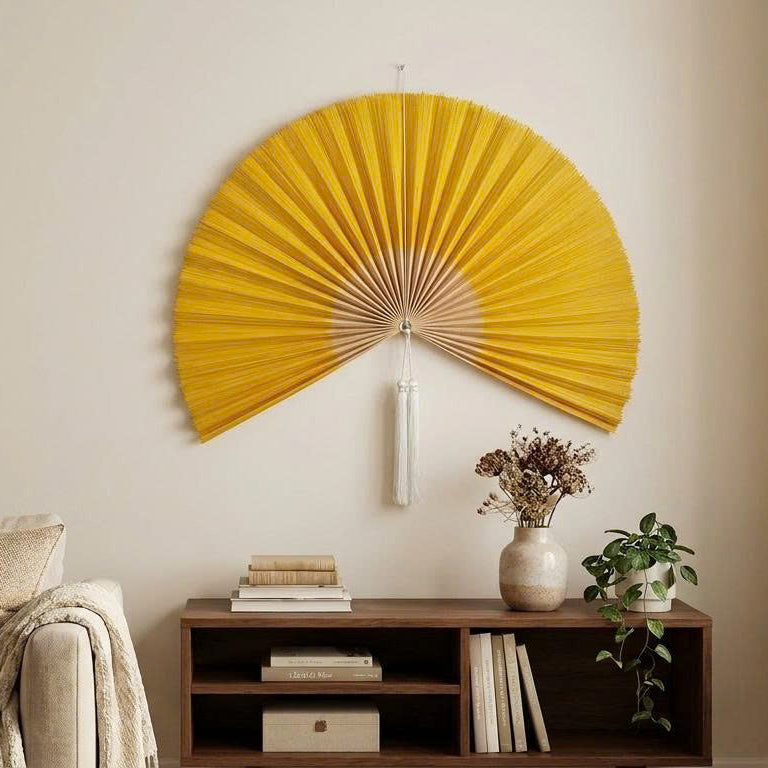 Large Bamboo Wall Fan Decor – Boho Wall Art for Bedroom & Living Room
