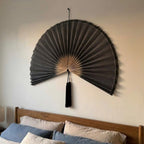 Black Bamboo Wall Fan Decor | Oversized Boho Statement Wall Hanging