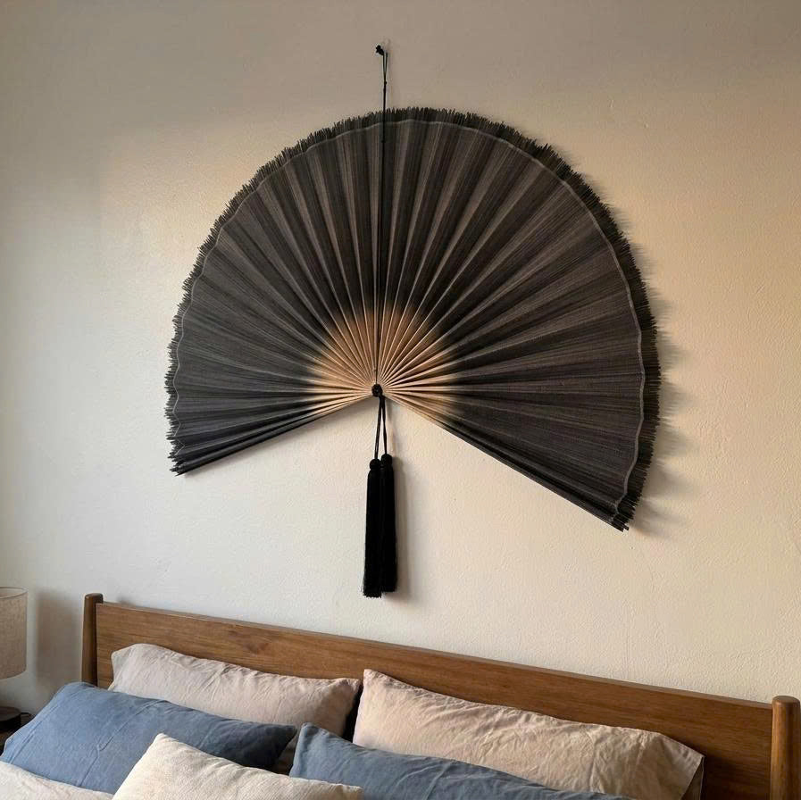 Oversized Bamboo Wall Fan Decor for Bedroom & Headboard