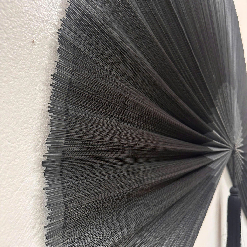 Black Bamboo Wall Fan Decor | Oversized Boho Statement Wall Hanging