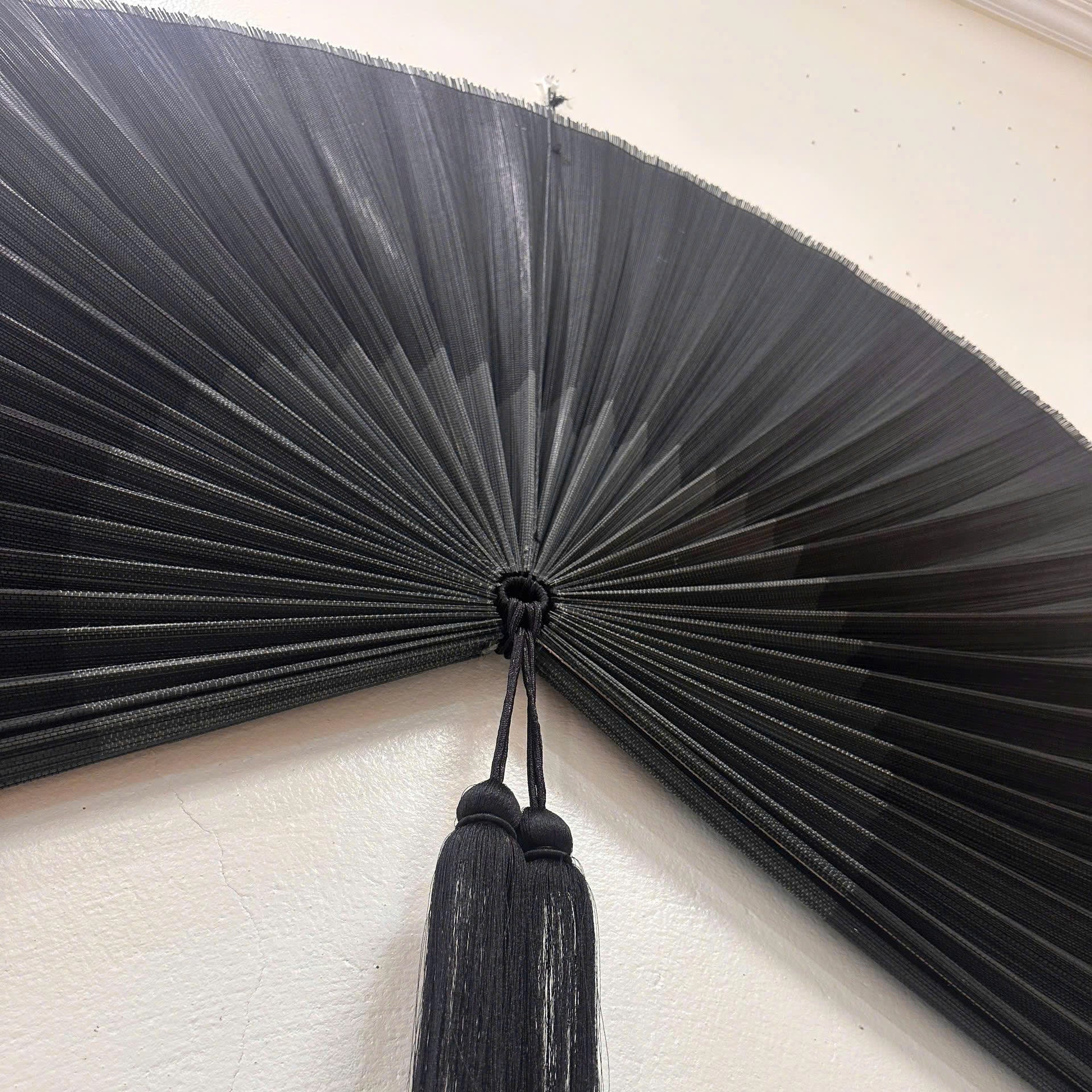 Black Bamboo Wall Fan Decor | Oversized Boho Statement Wall Hanging